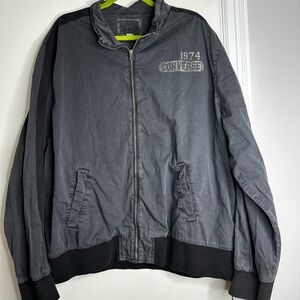 Mens XXL Grey lightweight Converse One Star 1974 Jacket. Full Zip. Black Stripe.